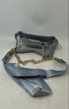 Load image into Gallery viewer, Madden NYC Womens Clear And Blue Denim Adjustable Strap Chain Zip Crossbody Bag

