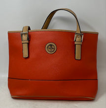Load image into Gallery viewer, Giani Bernini Womens Orange And Brown Pockets Adjustable Strap Satchel Purse
