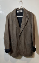 Load image into Gallery viewer, DDC Lab Mens Brown Leather Long Sleeve Notch Lapel Two-Button Blazer Size Large

