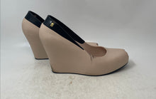 Load image into Gallery viewer, Melissa Womens Queen II Ad Beige Black Peep Toe High Wedge Platform Heels Sz 10
