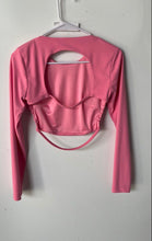 Load image into Gallery viewer, Zara Womens Pink Round Neck Long Sleeve Pullover Cropped Blouse Top Size S

