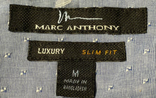Load image into Gallery viewer, Marc Anthony Mens Blue Print Cotton Luxury Slim Fit Button-Up Shirt Size Medium
