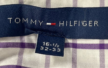 Load image into Gallery viewer, Tommy Hilfiger Mens White Purple Check Printed Long Sleeve Dress Shirt Size 16.5
