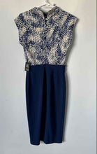Load image into Gallery viewer, Express Womens Blue Animal Print Sleeveless Mock Neck Sheath Dress Size XS W/Tag
