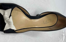 Load image into Gallery viewer, Ann Taylor Loft Womens Black Leather Peep Toe Slip-On D'Orsay Heels Size 7M
