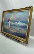 Load image into Gallery viewer, Ocean Beach Scene Silhouette Of Woman Framed Wall Decorative Art Painting
