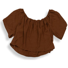 Load image into Gallery viewer, Forever 21 Womens Brown Short Sleeve Round Neck Pullover Cropped Top Size Small
