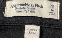 Load image into Gallery viewer, Abercrombie &amp; Fitch Womens Black Ultra High Rise Ankle Straight Jeans Size 28/6s
