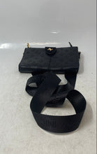 Load image into Gallery viewer, Adrienne Vittadini Womens Black Embossed Monogram Faux Leather Crossbody Bag
