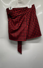 Load image into Gallery viewer, Forever 21 Womens Red Black Check Print Stretch Short Wrap Skirt Size M
