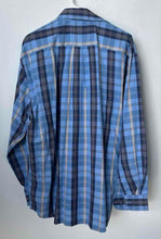 Load image into Gallery viewer, Alan Flusser Mens Blue Plaid Print Cotton Long Sleeve Button-Up Shirt Size L
