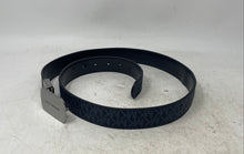Load image into Gallery viewer, Michael Kors Mens Blue Silver-Tone Buckle Signature Print Reversible Belt

