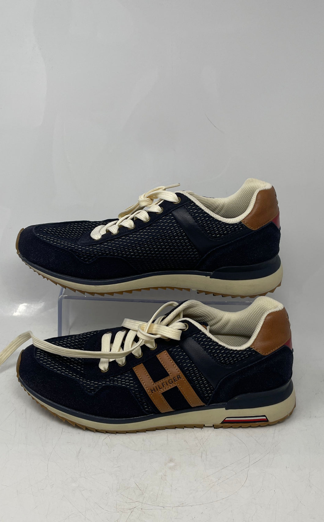 Tommy Hilfiger Mens Valen2 Blue Brown Low Top Lace-Up Sneaker Shoes Size 8.5