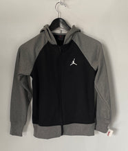 Load image into Gallery viewer, Jordan Boys Gray Black Pockets Long Sleeve Stretch Full Zip Hoodie Sz 9-10 Years
