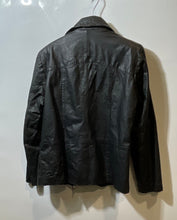 Load image into Gallery viewer, Jimmy Labajo Womens Black Leather Long Sleeve Collared Full-Zip Jacket Size P
