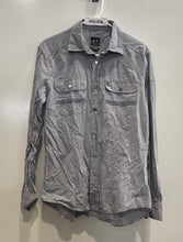 Load image into Gallery viewer, Armani Exchange Mens Gray Cotton Collared Pockets Slim Fit Button-Up Shirt Sz M

