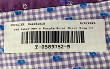 Load image into Gallery viewer, Ted Baker Mens Purple Printed Long Sleeve Collared Dress Shirt Size 17
