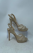Load image into Gallery viewer, Nine West Womens Della Gold Glitter Stiletto Heel Ankle Strap Sandals Size 8M
