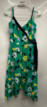 Load image into Gallery viewer, Banana Republic Womens Green Floral V-Neck Asymmetrical A-Line Dress Size 4
