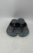 Load image into Gallery viewer, Coach Womens Zoe Blue Logo Print Slip-On Flat Flip-Flop Sandals Size 10B
