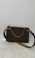 Load image into Gallery viewer, Michael Kors Womens Brown Monogram Print Zipper Small Shoulder Handbag

