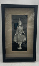 Load image into Gallery viewer, Framed Silver-Tone Standing Buddha Statue Decorative Religious Wall Decor Art
