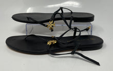 Load image into Gallery viewer, Authentic Tory Burch Womens Capri Black Leather Thong Sandals Size 8.5M Damaged
