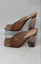 Load image into Gallery viewer, Zara Womens Brown Leather Square Toe Slip-On Transparent Slide Sandals Sz EUR 37
