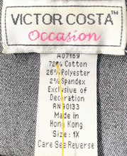 Load image into Gallery viewer, Victor Costa Womens Black Intricate Embroidered Sequin Denim Jacket Size 1X
