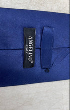 Load image into Gallery viewer, Angelino Mens Blue Adjustable Keeper Loop Formal Pointed Tie One Size

