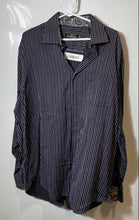 Load image into Gallery viewer, Bugatchi Uomo Mens Purple Striped Long Sleeve Button-Up Shirt Size XXL

