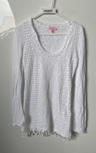 Load image into Gallery viewer, Lilly Pulitzer Womens White Crochet Knit Long Sleeve Tunic Sweater Size Medium

