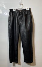 Load image into Gallery viewer, Zara Womens Black Leather Flat Front Pockets Straight Leg Trouser Pants Size 2
