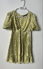 Load image into Gallery viewer, Zara Womens Green Floral Printed Short Sleeve Twist-Front Mini Dress Size S
