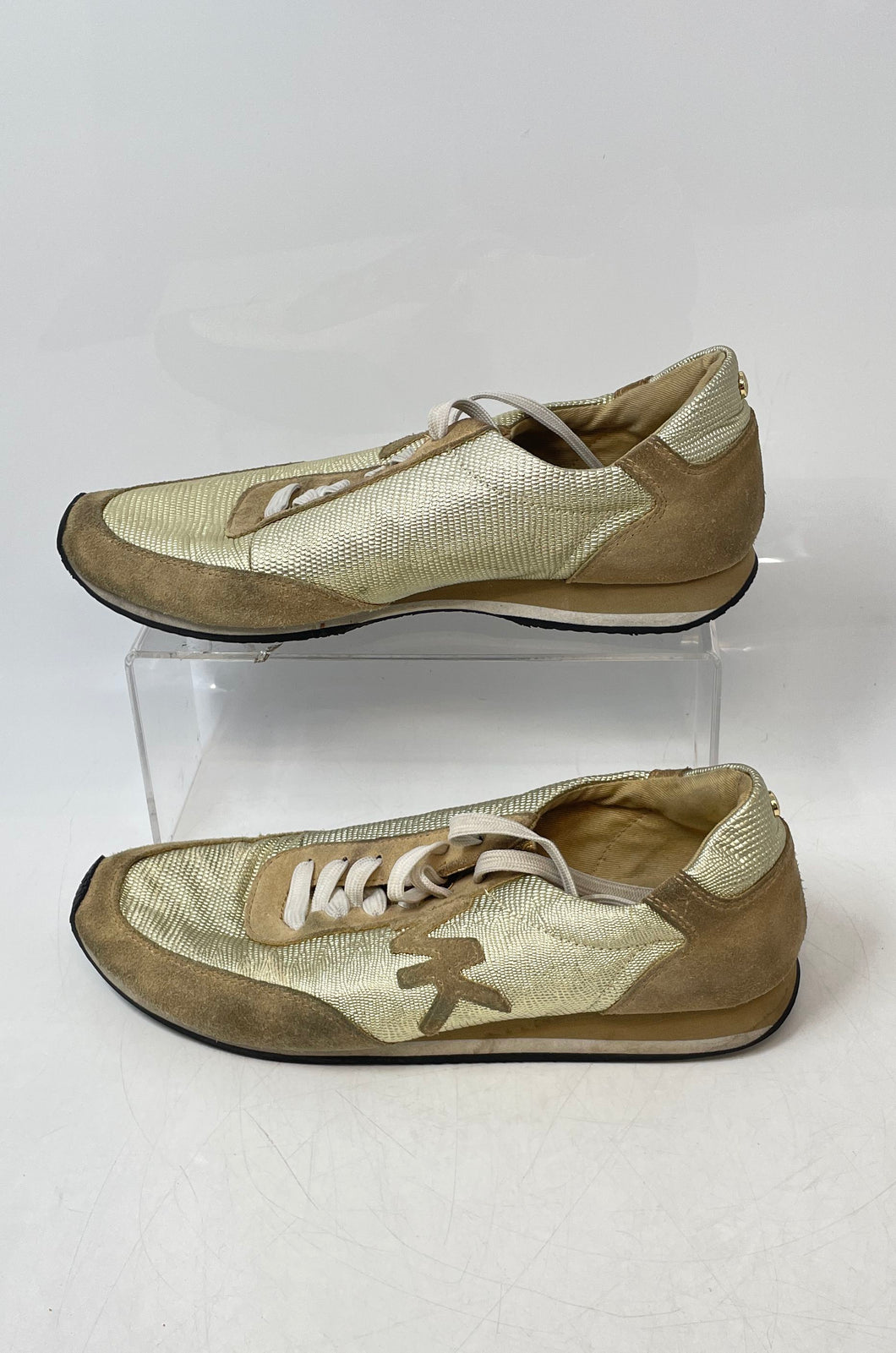 Michael Kors Womens Stanton Gold Brown Low Top Lace-Up Sneaker Shoes Size 8.5M