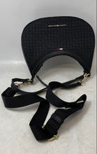 Load image into Gallery viewer, Tommy Hilfiger Womens Black Monogram Detachable Strap Zip Top Shoulder Purse
