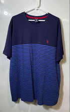 Load image into Gallery viewer, U.S. Polo Assn. Mens Blue Striped Cotton Short Sleeve Crew Neck T-Shirt Size XXL
