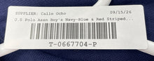 Load image into Gallery viewer, U.S Polo Assn Boys Navy Blue &amp; Red Striped Golf Polo Shirt Size Medium
