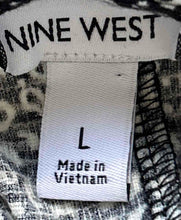 Load image into Gallery viewer, Nine West Womens Black White Cheetah Print Cinched Waist Blouson Dress Size L
