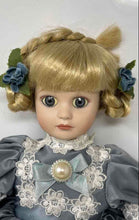 Load image into Gallery viewer, Blonde Hair Gray Eyes Collectible Victorian Porcelain Doll In Long Maxi Dress
