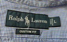 Load image into Gallery viewer, Ralph Lauren Mens Blue Long Sleeve Gingham Print Button-Up Shirt Size L
