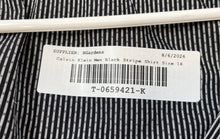Load image into Gallery viewer, Calvin Klein Mens Black White Striped Slim Fit Non Iron Dress Shirt Sz 16 34/35
