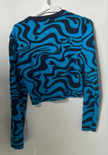Load image into Gallery viewer, Zara Womens Blue Black Abstract Heart Swirl Knitted Pullover Sweater Size L
