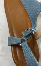 Load image into Gallery viewer, Nine West Womens Blue Brown Denim Flat Thong Sandals Size 10M
