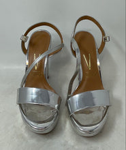 Load image into Gallery viewer, Vizzano Womens Silver Leather Block Heel Ankle Strap Platform Sandals Size 5
