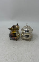 Load image into Gallery viewer, Set Of 2 Pcs French Metro Antiques Silver-Tone Engraved Sugar Bowl And Creamer
