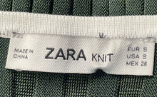 Load image into Gallery viewer, Zara Womens Black Green Ribbed Two-Piece Blouse Skirt Set Size Small
