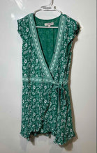 Load image into Gallery viewer, Loft Womens Green Floral Short Cap Sleeve V-Neck Side Wrap Dress Size 8
