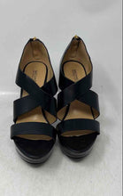 Load image into Gallery viewer, Michael Kors Womens Elena Black Leather Open Toe Platform Sandals Size 6 M
