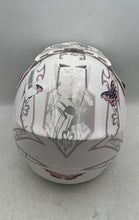 Load image into Gallery viewer, Youth White Gray Pink Butterfly Floral Dirt Bike Motocross Helmet Size M
